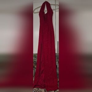 chinese dress ladies La Rochette Embellished Strapless Cowl-Neck Maxi Dress in True Red main image 1